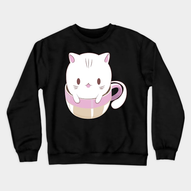 Coffee Addict Cat Crewneck Sweatshirt by avshirtnation